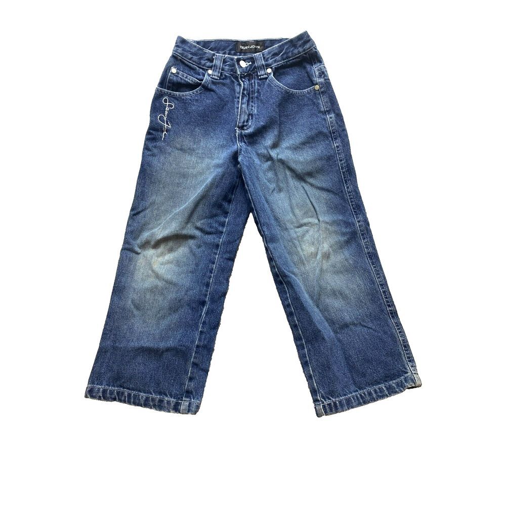 Sean John Jeans Youth 8 (23x19) Blue Denim Straight Leg Baggy‎ Embroidered Boys